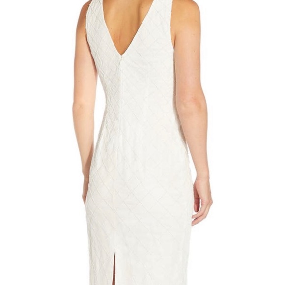 NWT Adrianna Papell White Beaded Sheath Dress - Picture 3 of 6